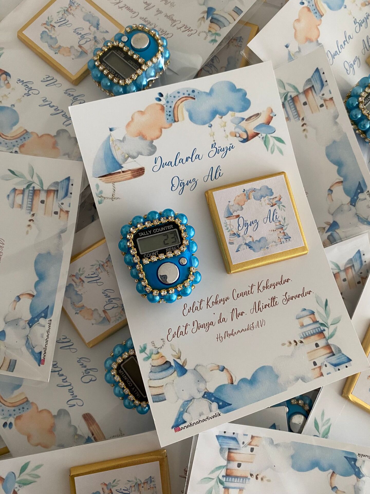 Kartlı Çikolatalı Taşlı Zikirmatik Hediliği